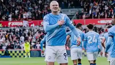 マンチェスター・シティのエルリング・ハーランドのゴールパフォーマンス（写真提供：X/@ManCity）